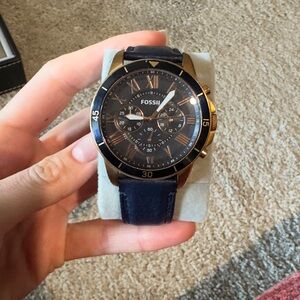 Fossil Men's Chronograph Watch - Blue and Gold